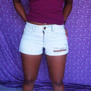 American Eagle Outfitters super stretch hi-rise shortie aeo denim jean shorts 4